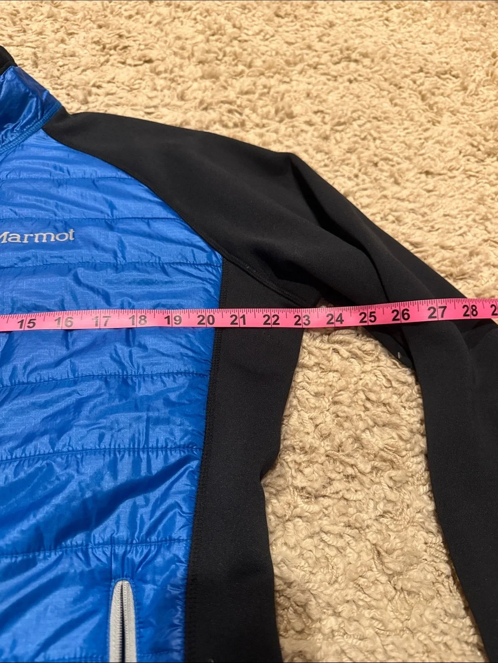 Marmot Variant Insulated Stretch Fleece Jacket Blue Black Polartec Large